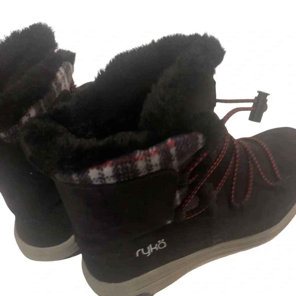 Ryka Alyssa Women's Black and Burgundy Fur Lined Winter Boots - Picture 6 of 7